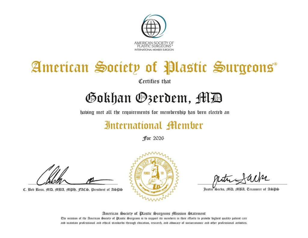 Dr Gökhan Özerdem ASPS Üyeliği